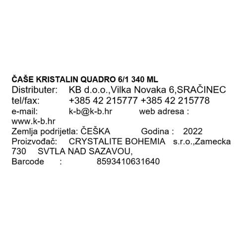 ČAŠE KRISTALIN QUADRO 6/1 340 ML