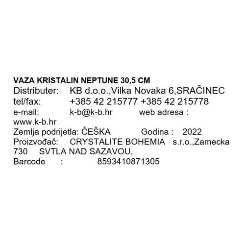 VAZA KRISTALIN NEPTUNE 30,5 CM