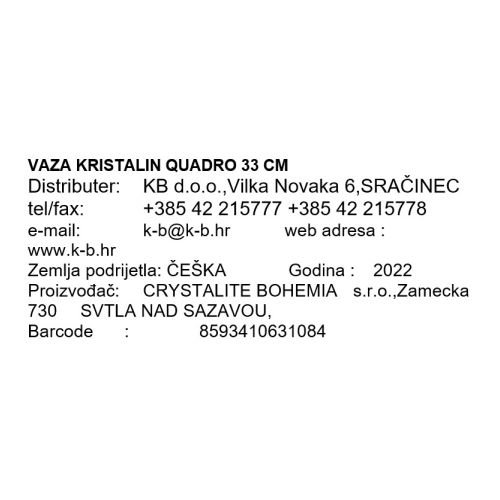 VAZA KRISTALIN QUADRO 33 CM