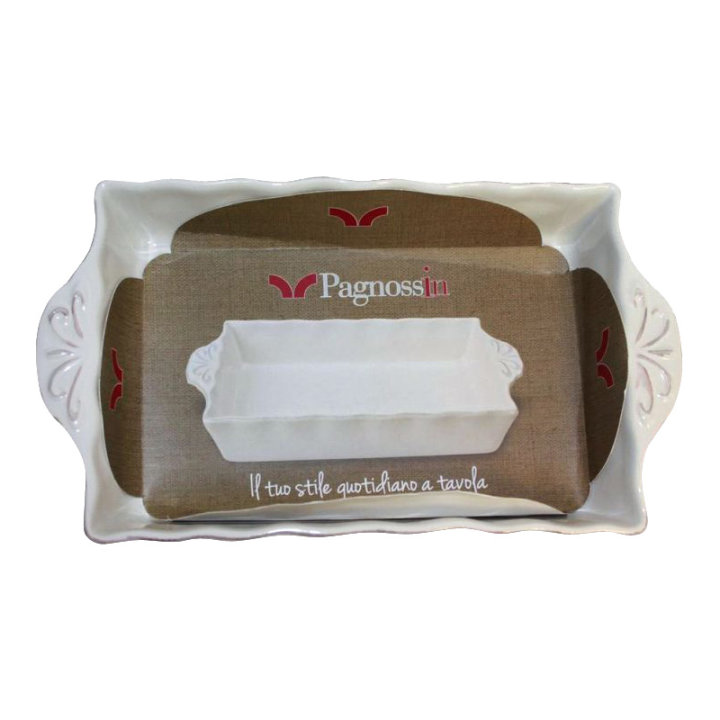 PEKAČ ČETVRTASTI KERAMIČKI KREM 28x18,5 cm