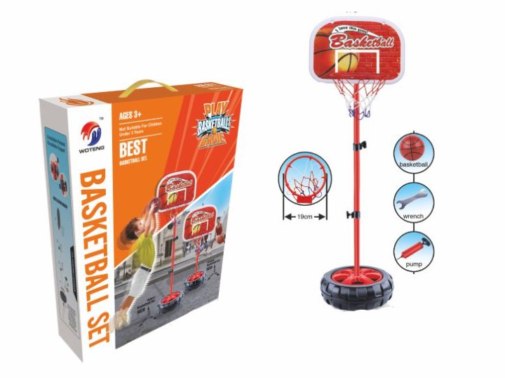 KOŠ SET SA STALKOM, LOPTOM I PUMPOM 123 CM