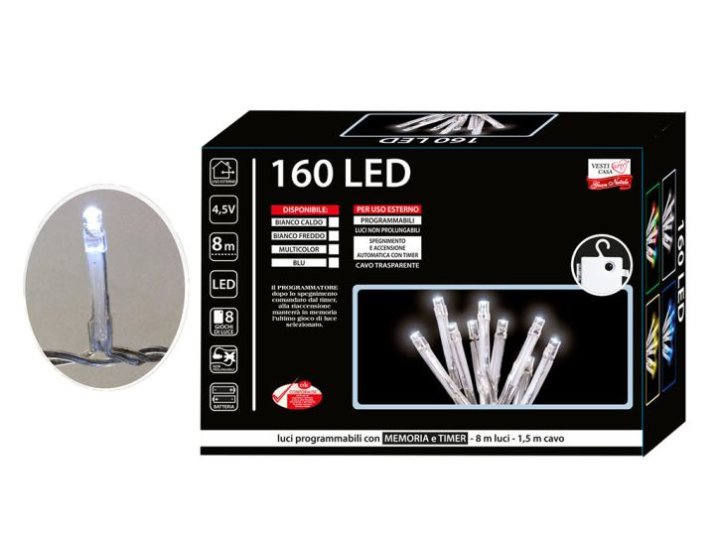 BOŽIĆNE LAMPICE VANJSKE LED 160/1 HL-BIJELE S FUNKCIJAMA I TAJMEROM NA BATERIJE