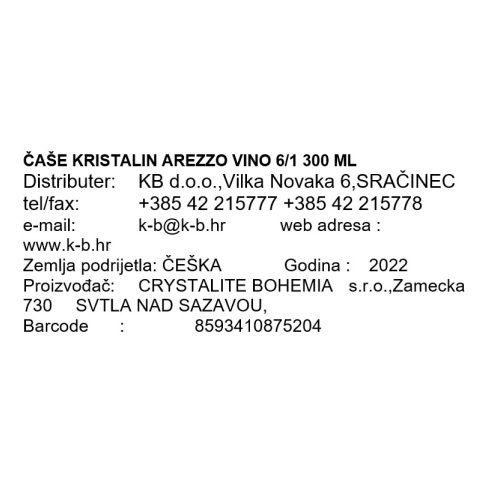 ČAŠE KRISTALIN AREZZO VINO 6/1 300 ML