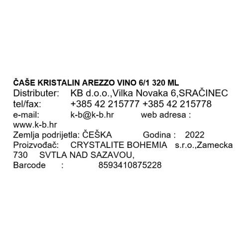 ČAŠE KRISTALIN AREZZO VINO 6/1 320 ML