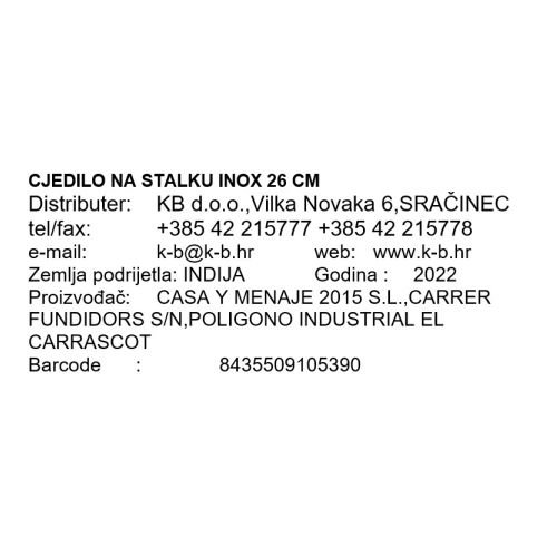 CJEDILO NA STALKU INOX 26 CM