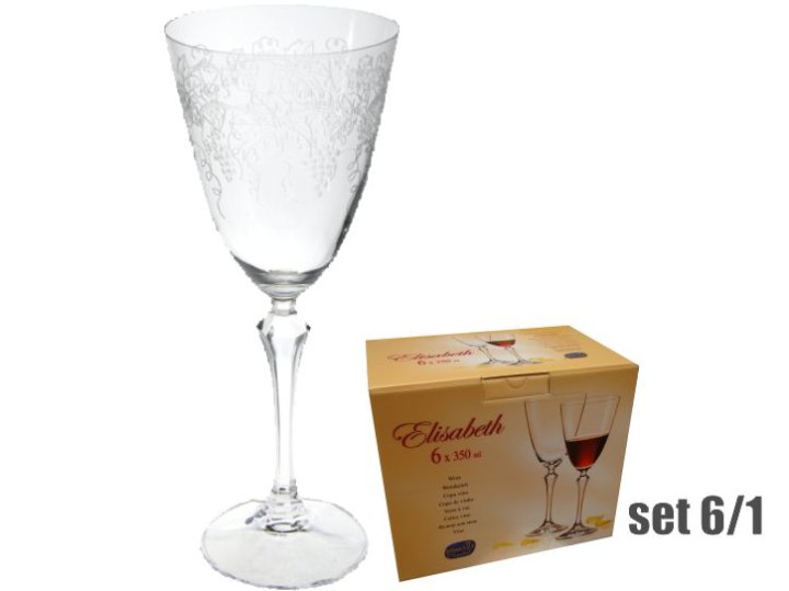 ČAŠE KRISTALIN ELISABETH VINO 6/1 350 ML