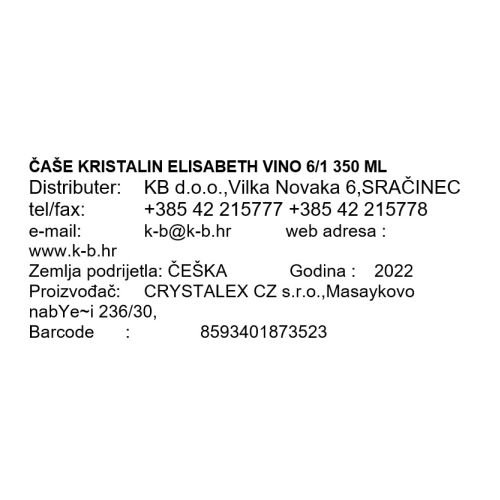 ČAŠE KRISTALIN ELISABETH VINO 6/1 350 ML
