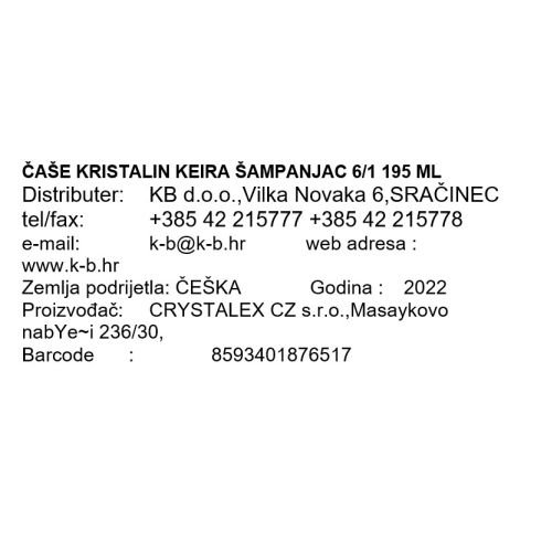 ČAŠE KRISTALIN KEIRA ŠAMPANJAC 6/1 195 ML