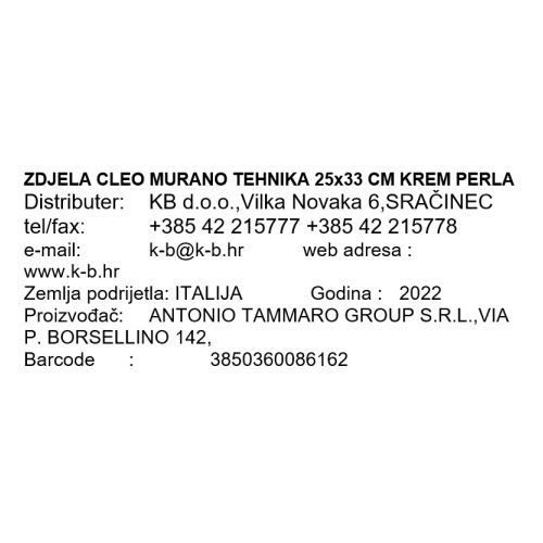 ZDJELA CLEO MURANO STAKLO 25x33 CM KREM PERLA