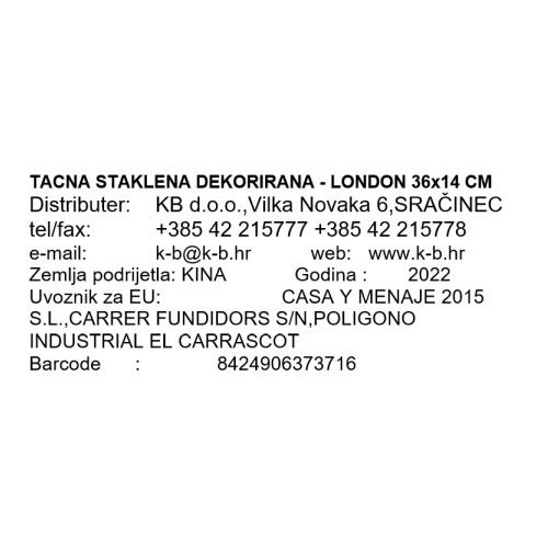 TACNA STAKLENA DEKORIRANA - LONDON 36x14 CM