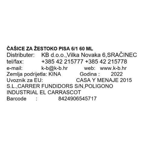 ČAŠICE PISA ZA ŽESTOKO 6/1 60 ML