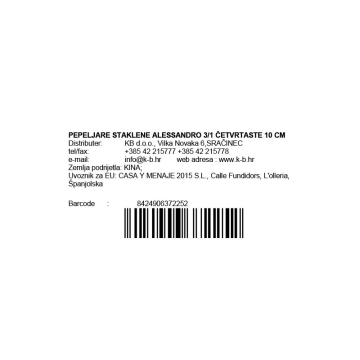 PEPELJARE STAKLENE ALESSANDRO 3/1 ČETVRTASTE 10 CM