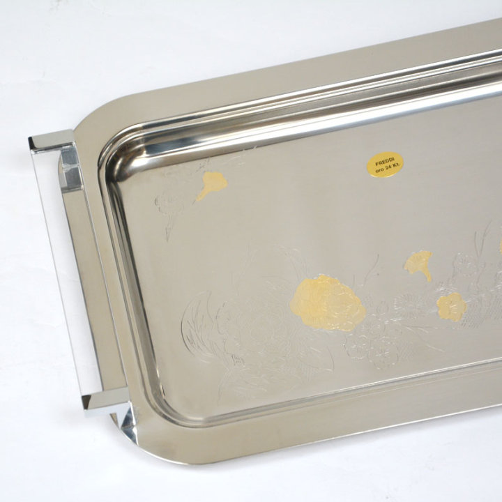 TACNA INOX 18/10 ČETVRTASTA S POZLATOM 36 CM
