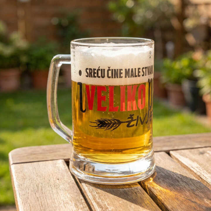 KRIGLA ZA PIVO S TISKOM 0,5L - Sreću čine male stvari i veliko pivo