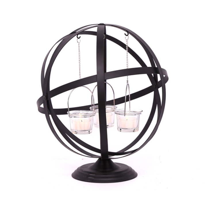 SVIJEĆNJAK METALNI ZA LUČICE 3/1 U METALNOM GLOBUSU 35 X 30 CM