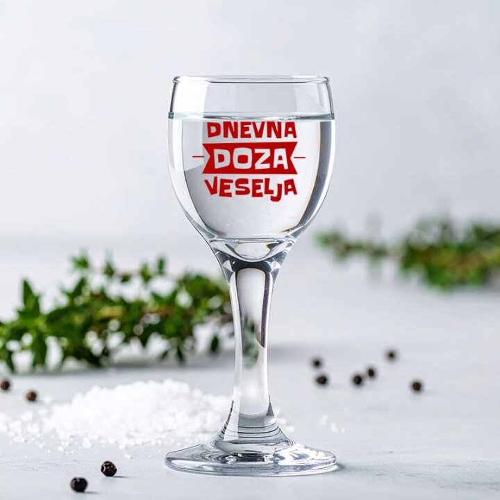 ČAŠICE ZA LIKER BISTRO 6/1 S TISKOM - Dnevna doza veselja U POKLON KUTIJI