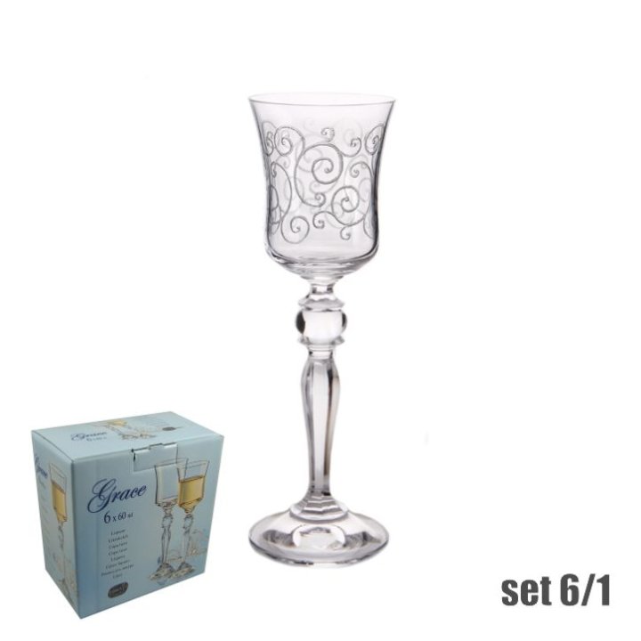 ČAŠE KRISTALIN GRACE LIKER 6/1 60 ML