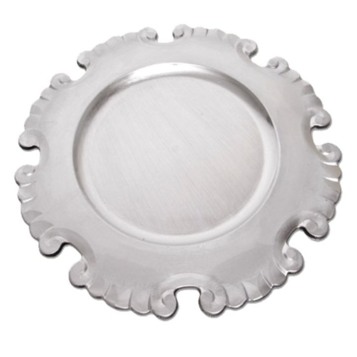 TANJUR DEKORATIVNI SREBRNI S REZBARENIM RUBOM 33 CM - PVC