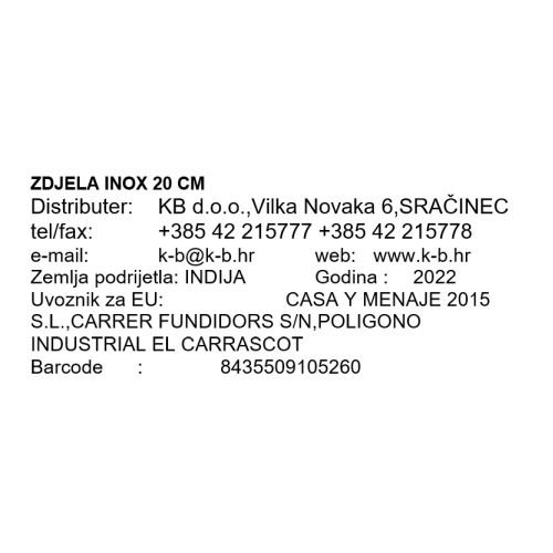 ZDJELA INOX 20 CM