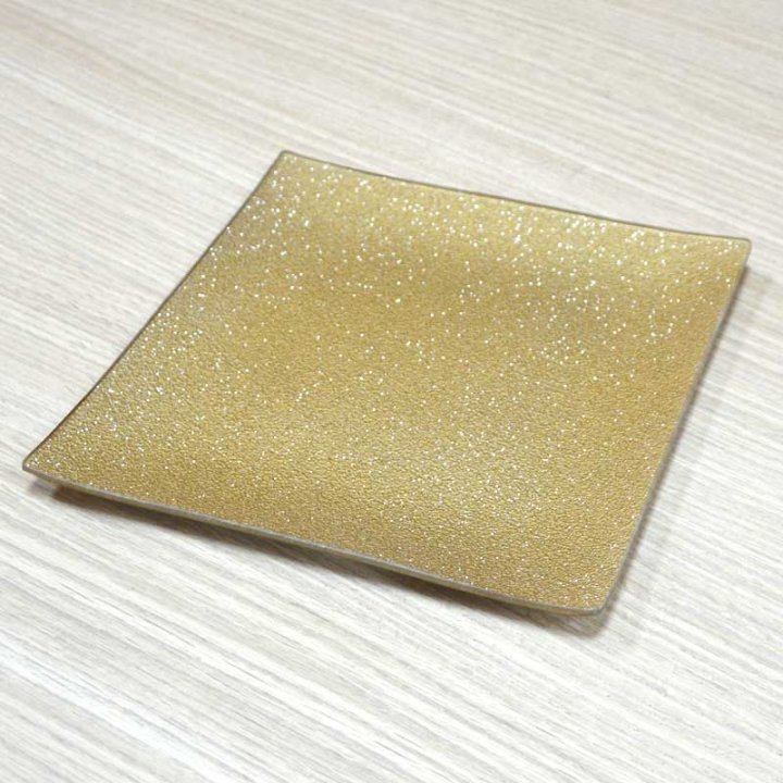 TANJUR STAKLENI DEKORIRANI ČETVRTASTI 23,5x23,5 CM - ZLATNI