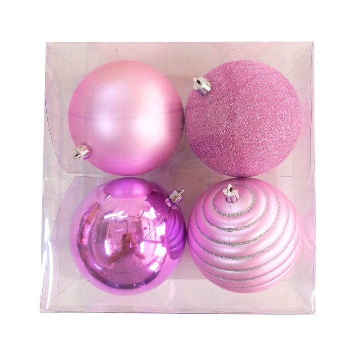 KUGLE ZA BOR 10 CM 4/1 ROZE - SJAJ, MAT, GLITER, RELJEF