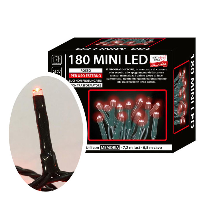 Žaruljice za bor mini led 180/1 crvene s funkcijama vanjske