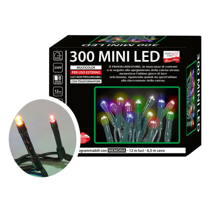 Žaruljice za bor mini led 300/1 multicolor s funkcijama vanjske