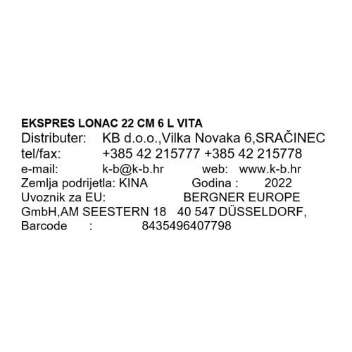 EKSPRES LONAC 22 CM 6 L VITA