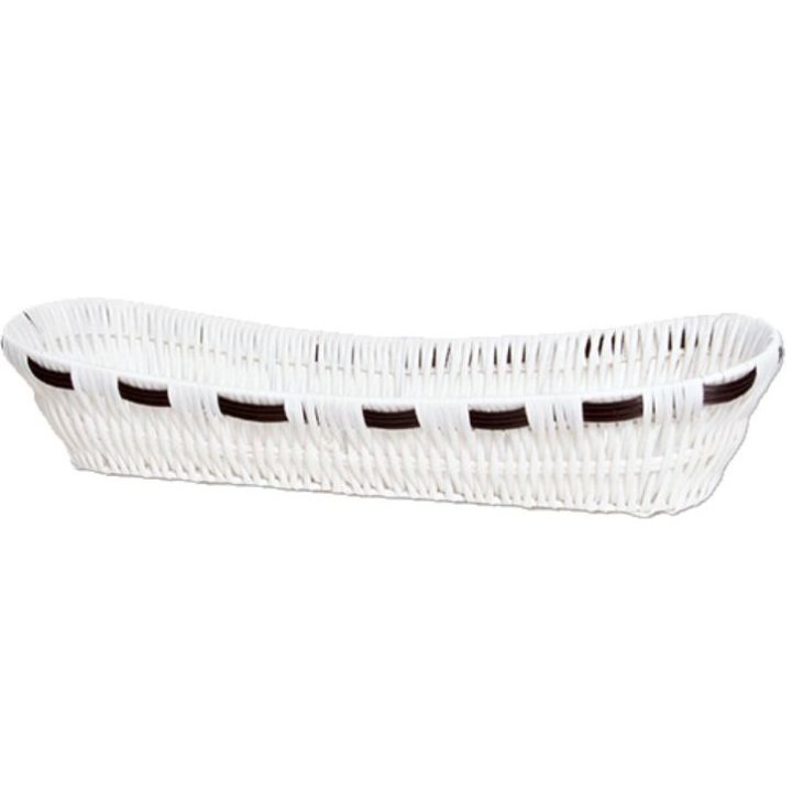 KOŠARICA ZA KRUH PLETENA OVALNA BIJELO-SMEĐA TEHNO RATAN 41x13x8 CM