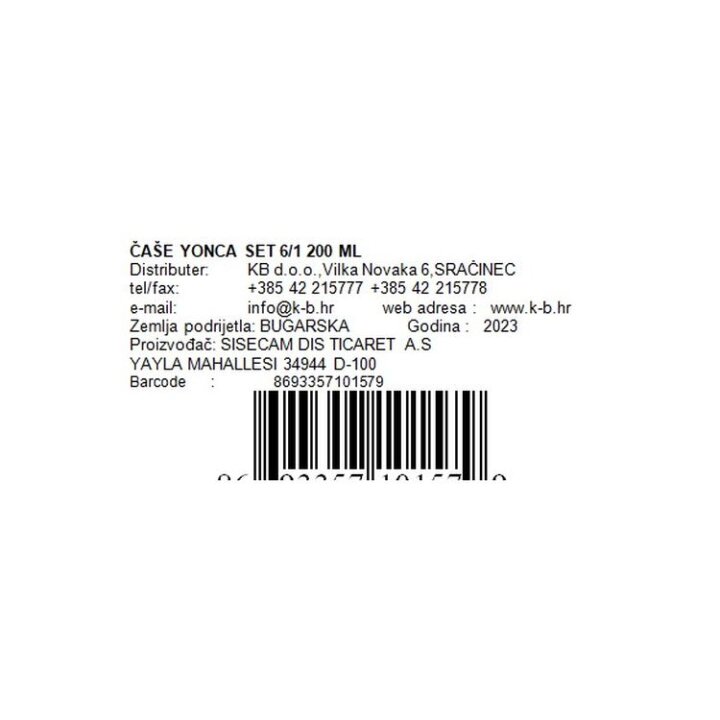 ČAŠE YONCA SET 6/1 200 ML