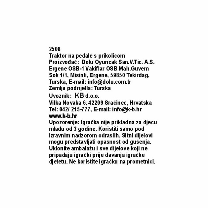 TRAKTOR NA PEDALE S PRIKOLICOM JEDNOROG ROZI 52x144x45 CM