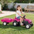 TRAKTOR NA PEDALE S PRIKOLICOM JEDNOROG ROZI 52x144x45 CM