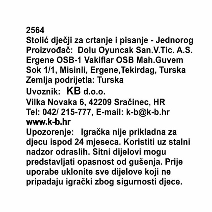 STOLIĆ ZA IGRU I UČENJE SMART JEDNOROG ROZI 49x70x54 CM