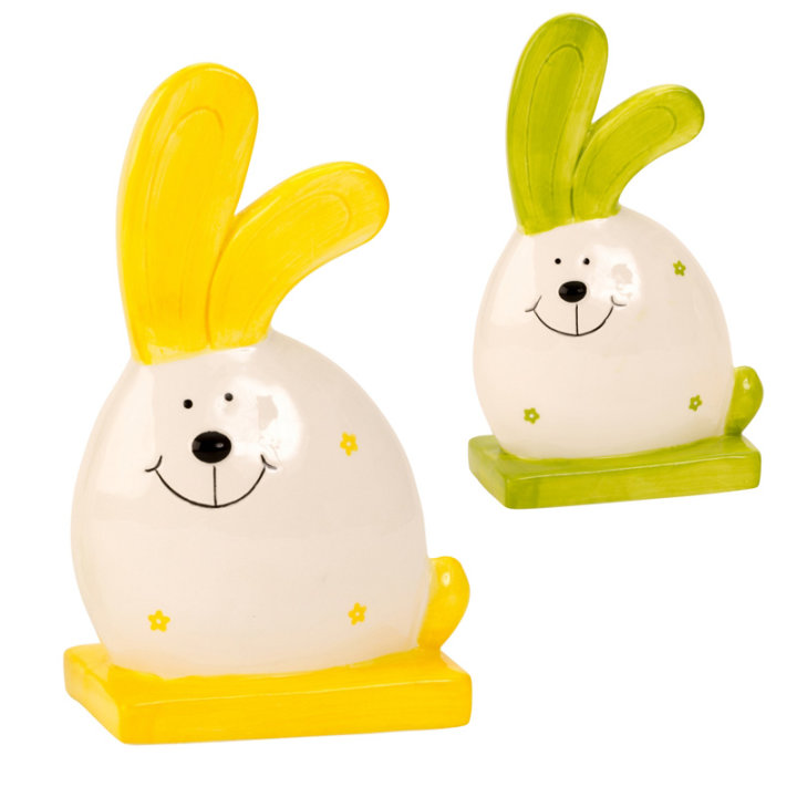 ZEC FIGURA KERAMIČKA 20x12 CM BIJELO-ZELENI / BIJELO-ŽUTI