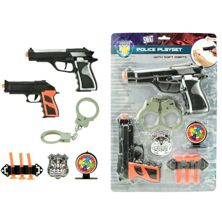 POLICIJSKI SET S DVA PIŠTOLJA NA BLISTERU 38x25,5 CM
