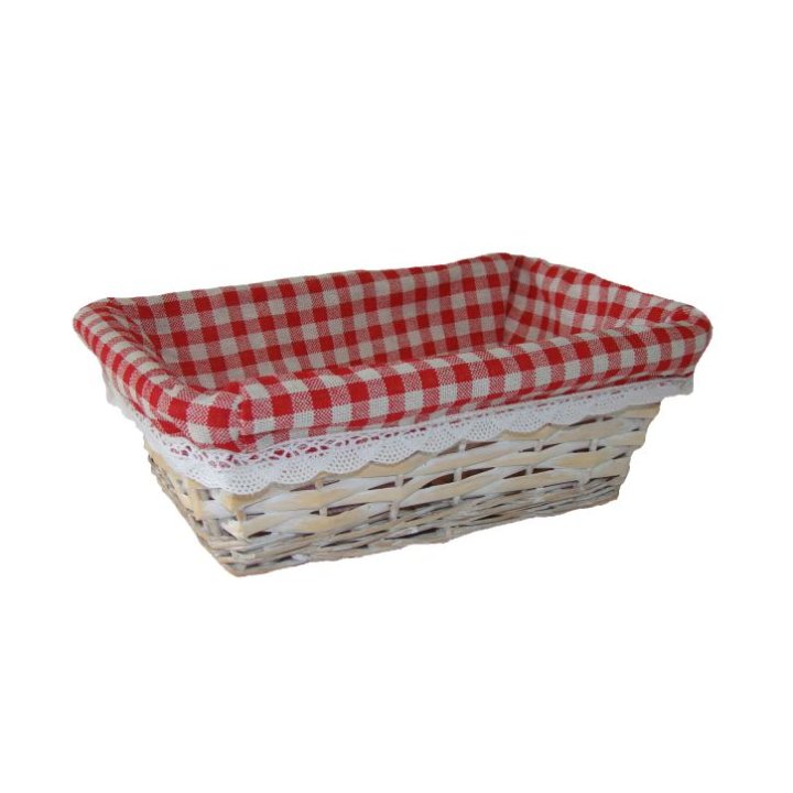 KOŠARICA PLETENA ČETVRTASTA ISPRANO BIJELA S PLATNOM 26x16x8 CM