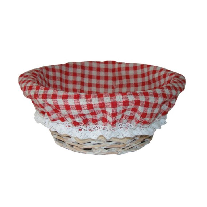 KOŠARICA PLETENA OKRUGLA ISPRANO BIJELA S PLATNOM 25x10 CM