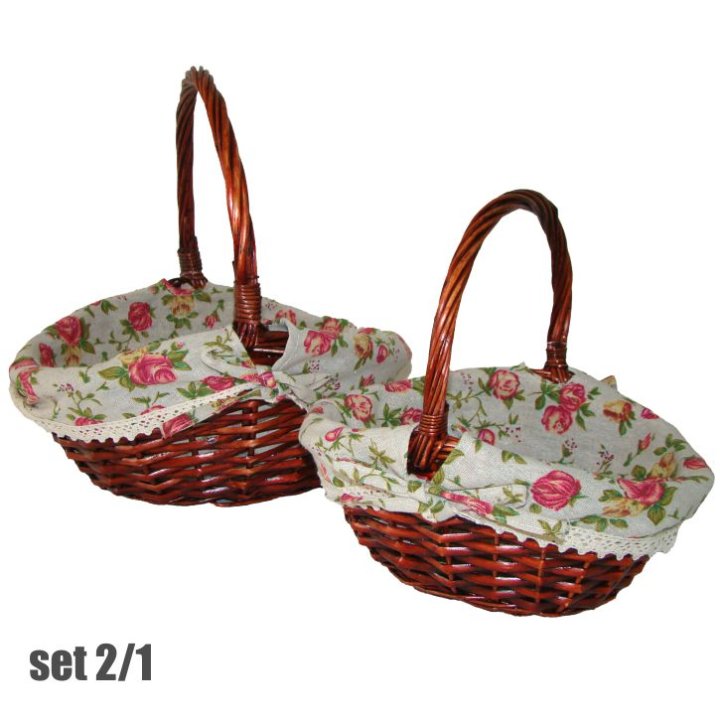 KOŠARE PLETENE 2/1 MAHAGONI S DRŠKOM I PLATNOM (30x25x14)+(25x20x12) CM