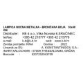 STOLNA LAMPA NOĆNA METALNA - BRONČANA BOJA  30x48 CM