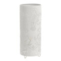 LAMPICA NOĆNA METALNA CILINDRIČNA S ORNAMENTIMA 32x13 CM - BIJELA