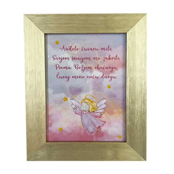 OKVIR S ANĐELOM I PORUKOM 13x18 cm Anđele čuvaru mili