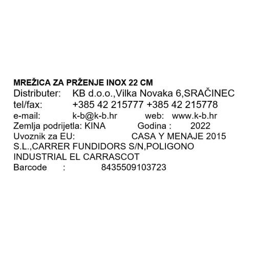 MREŽICA ZA PRŽENJE INOX 22 CM