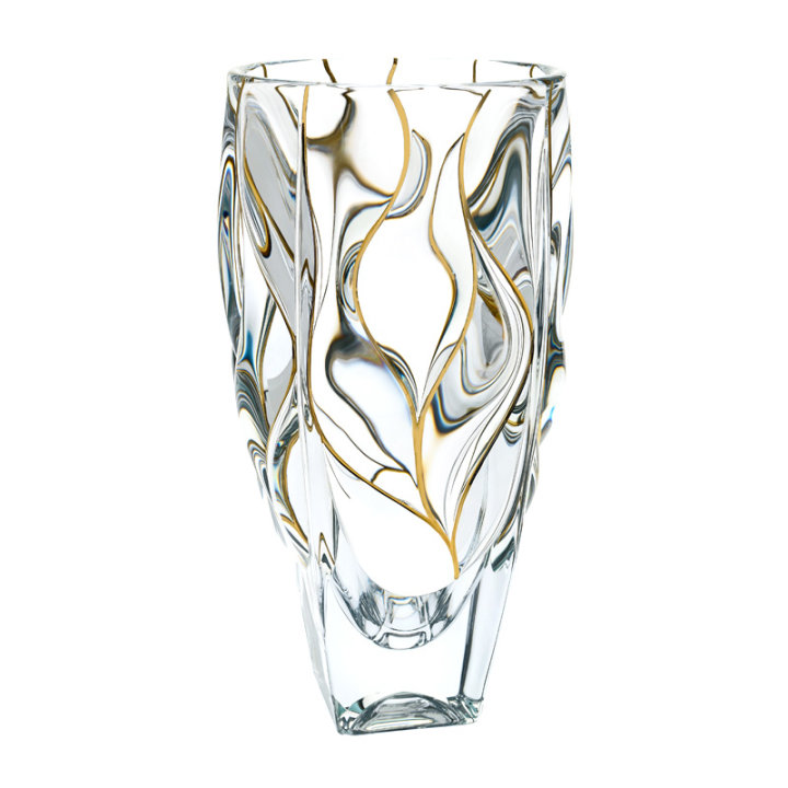 VAZA KRISTALIN BAMBOO 30 CM SA ZLATNIM LINIJAMA