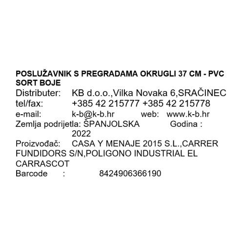 POSLUŽAVNIK S PREGRADAMA OKRUGLI 37 CM - PVC