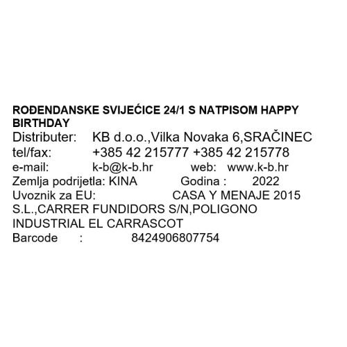 ROĐENDANSKE SVIJEĆICE 24/1 S NATPISOM HAPPY BIRTHDAY