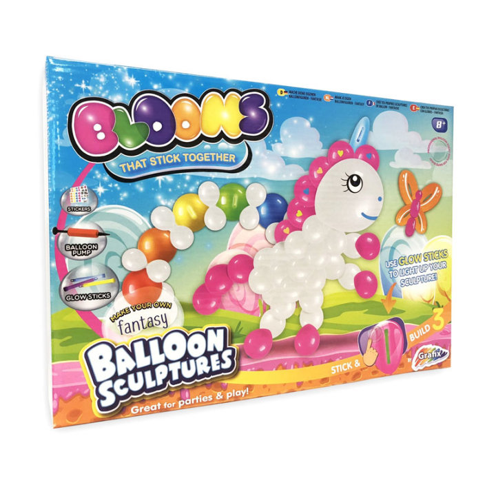 BALONI ZA IZRADU FIGURA JEDNOROG S PUMPOM U KUTIJI 30x21 CM