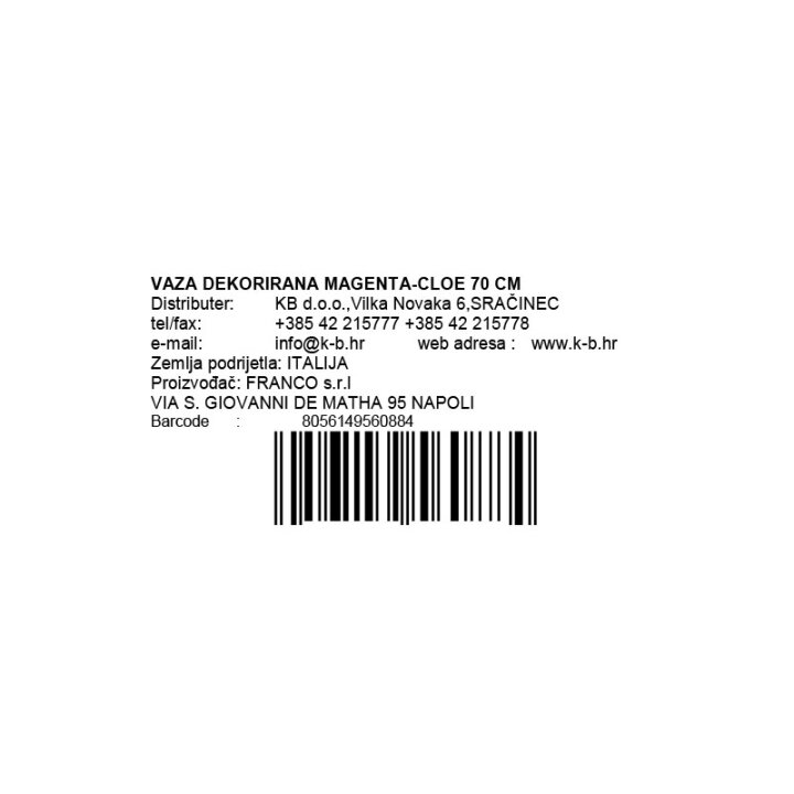 VAZA DEKORIRANA MAGENTA-CLOE 70 CM