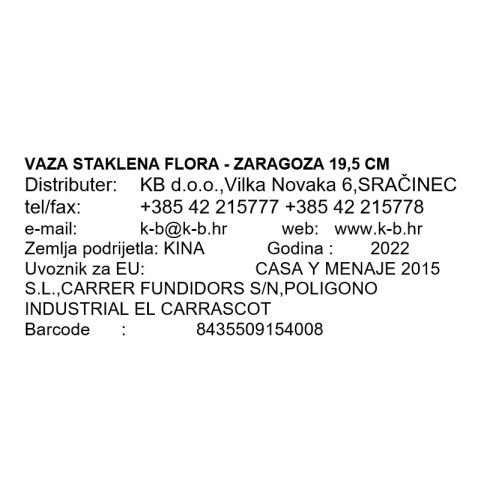 VAZA STAKLENA FLORA - ZARAGOZA 19,5 CM