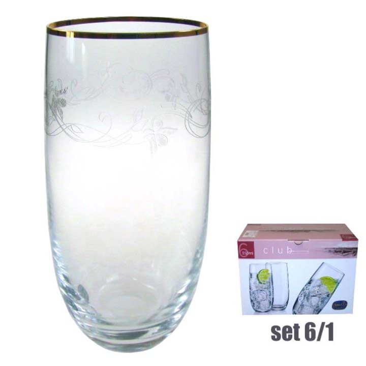 ČAŠE KRISTALIN CLUB VISOKE 6/1 350 ML