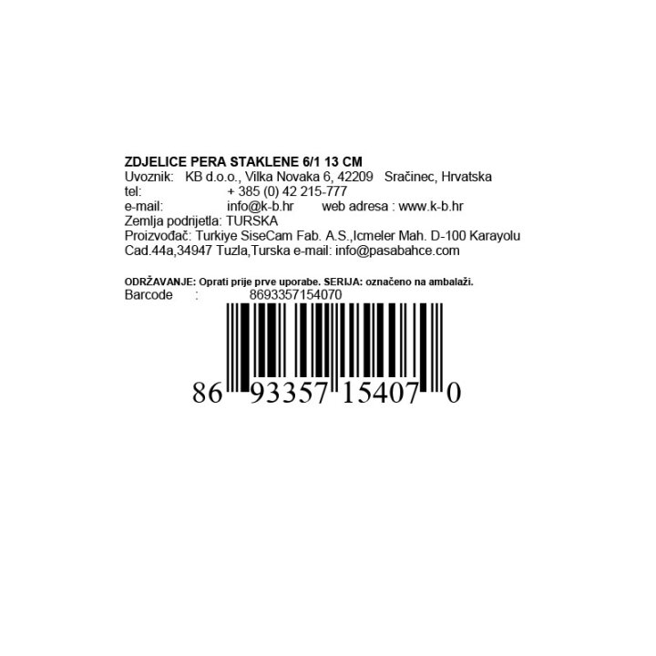 ZDJELICE PERA STAKLENE 6/1 13 CM
